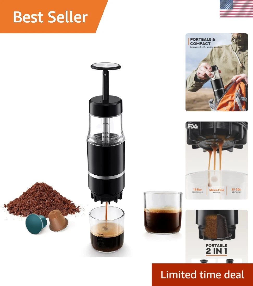 Portable Coffee Maker Travel Espresso Machine Lightweight Manual Cappuccino
Opens in a new window or