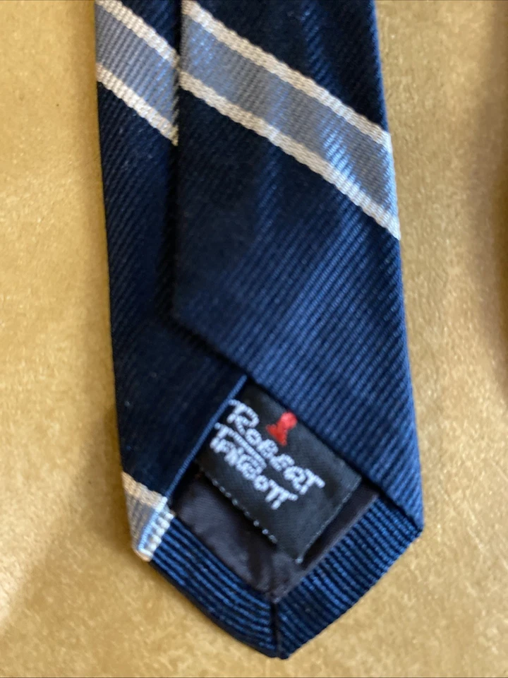 Gravata Talbots Vintage Masculina Listrada Preta e Prata Clássica Casamento Igreja - Imagem 3 de 4