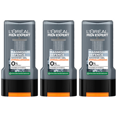 LOréal Men Expert Magnesium Defense Hypoallergenic Shower Gel 300ml (Pack of 3)