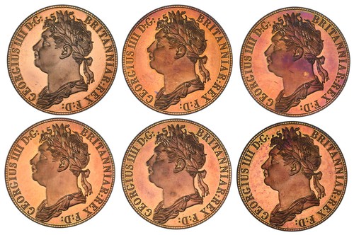 IRELAND George IV Crown 1830 Copper Fantasy INA Retro Pattern (Lot of 6)