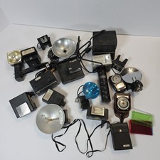 Lot Of Vintage Camera Flashes And Accessories For Parts Or Repair Decor Props