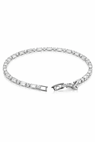 Damen Baguette & rund Brillantschliff Diamant Simulant Armband, 7,5 Zoll