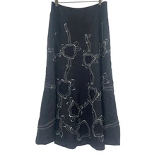 Carlisle womens Lined Maxi skirt Black floral burnout patten a line size 10