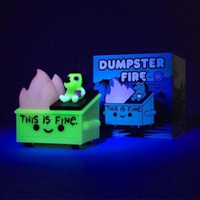 100% SOFT SDCC 2023 GID THIS IS FINE DUMPSTER FIRE VINYL FIGURE GLOW IN THE DARK