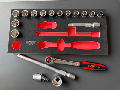 KS Tools SCS 1/2'' Steckschlüssel-Satz, 18-tlg.1/3 Systemeinlage 713.3018 Slim