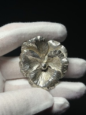 925 Silber Brosche Blüte Stiefmütterchen Sterling Napier USA