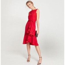 CH Carolina Herrera Bateau Neckline Midi Length Dress Size 2 red