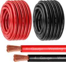 4 Gauge Battery Cable - 25FT Red  25FT Black 4 AWG Welding Cable Flexible Stran