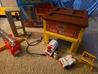 Vintage Fisher Price Fire Station #928 Little People Fire House w/ Box