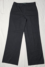 Lauren Ralph Lauren Andover Dress Pant 8 Black Pin Stripe Wide Leg Flat Mid Rise
