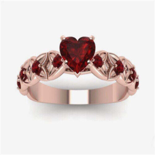 Elegantes anillos de plata 925 con forma de corazón para mujer tallas 6-10 - Imagen 1 de 5