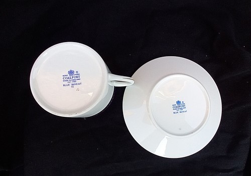 Coalport BLUE WHEAT Flat Teacup and Saucer - Picture 4 of 5