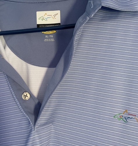 Greg Norman Men’s Play Dry SS Polo Golf Shirt Blue Striped Size XL - Picture 9 of 10