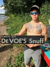 Vintage DeVoe's Snuff Chew Tobacco Tin Metal Sign 19X4