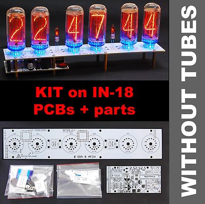 KIT for IN-18 Nixie Tubes Clock PCBs + All Parts 12/24H SlotMachine NO TUBES