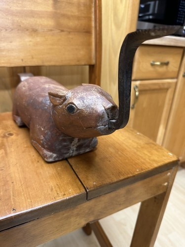 Coconut Scraper Grater Vintage Hand Carved Animal 10 Inch Long