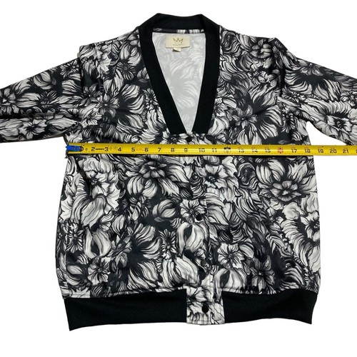 Nicki Minaj Black & White Floral Long Sleeve V-Neck Button Up Jacket Women’s XS - Picture 6 of 8