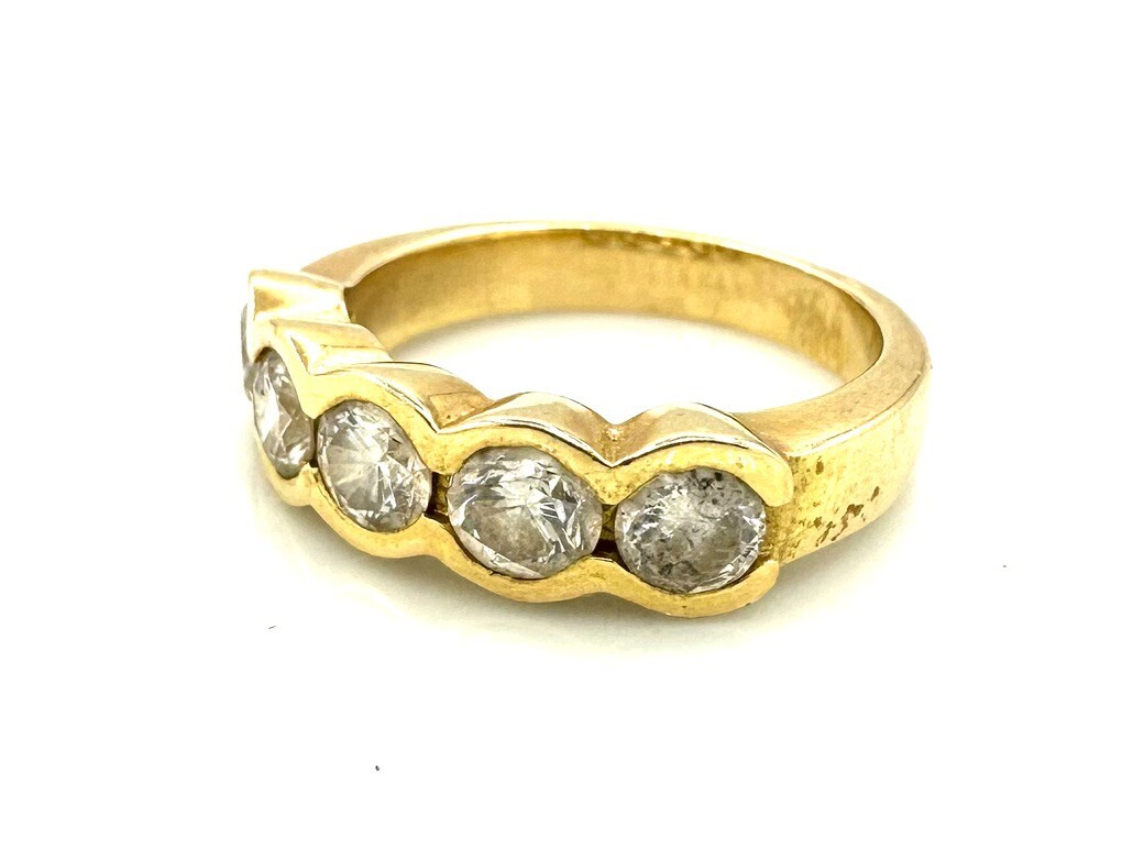 Bague Alliance Or 18 Carats Avec Diamants 1 Carat - Taille 50 - Occasion