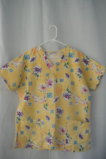 Jasco Uniform Women s Medium Yellow Floral Scrub Top