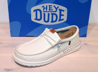 HEY DUDE Slipper Canvas Stoff Halbschuhe Slip On - WALLY FUNK NYLON White - Neu!