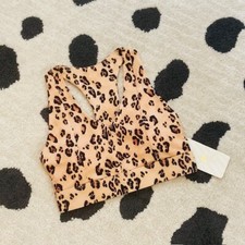 Image of NWT Fabletics $75 Womens Small On The Go Midi Medium Impact Leopard Sports Bra