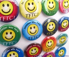 22 Personalized TFTC Geocaching Smiley Button Badges for Geocache Swag