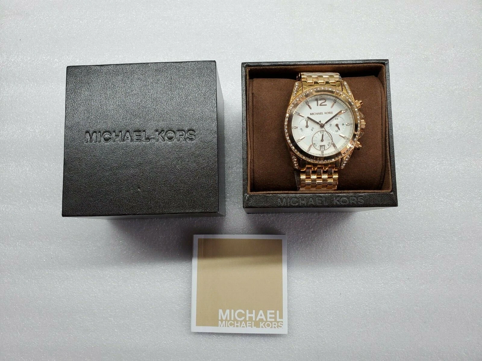 OROLOGIO DA DONNA MICHAEL KORS PRESLEY CRONOGRAFO DATA CRISTALLI ORO ROSA MK5836 NUOVO