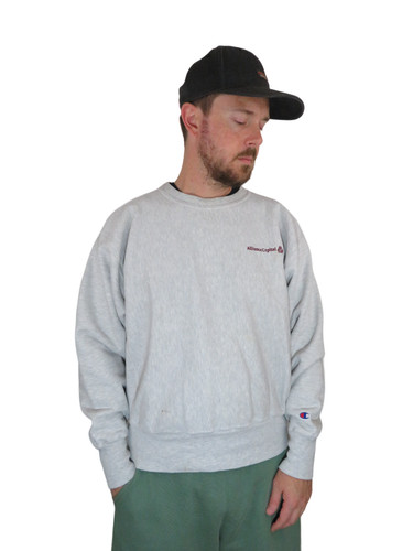 Vintage 90s Champion Reverse Weave Financial Crisis Finance Sweatshirt Sz Large