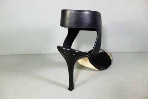 Manolo Blahnik 38/7.5 Pepe Zebra Black Leather Elastic Ankle Strap Sandals NEW - Picture 10 of 12