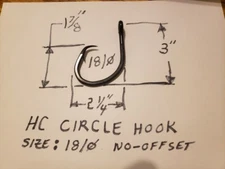 5 Pack- Circle Hooks N0-Offset Size 18/0  Big Game/ Shark Hooks/ Gator Hooks .