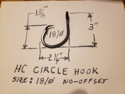 5 Pack- Circle Hooks N0-Offset Size 18/0  Big Game/ Shark Hooks/ Gator Hooks .