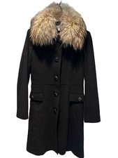 Women’s Black Smart Coat With Fur Collar Size 10