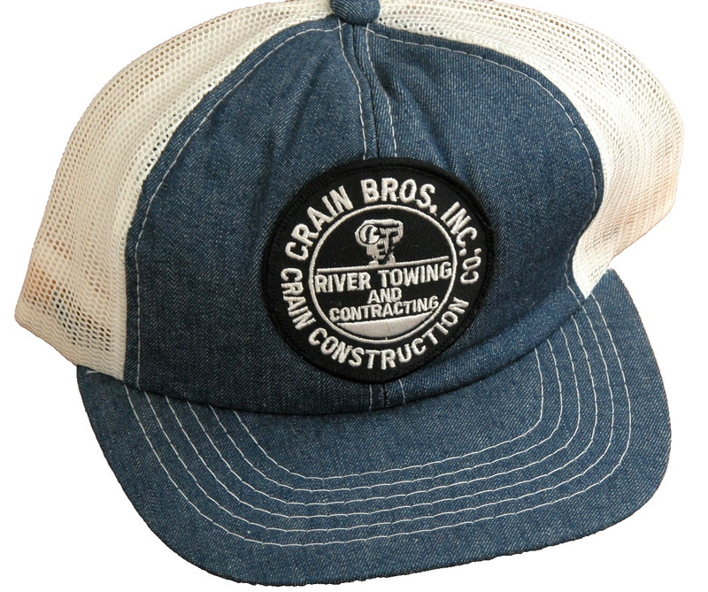 Vtg 80s Crain Bro River Towing Patch Trucker Hat USA  Snapback Baseball