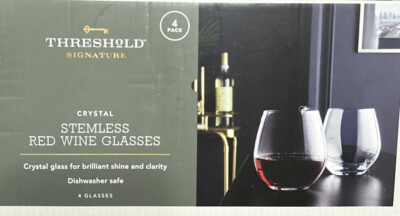  Threshold Signature Geneva Crystal Stemless 15.7oz Wine Glasses White - 4pk