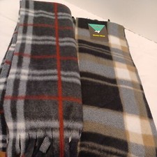 2 Unisex Winter Scarfs Plaid 60X11". New