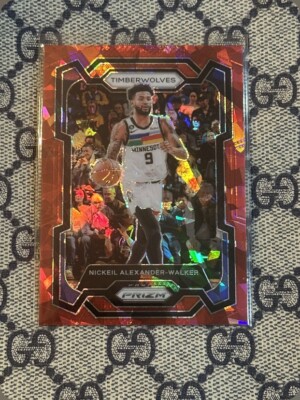 23-24 Nickeil Alexander-Walker Red Cracked Ice Prizm #218 Minnesota Timberwolves