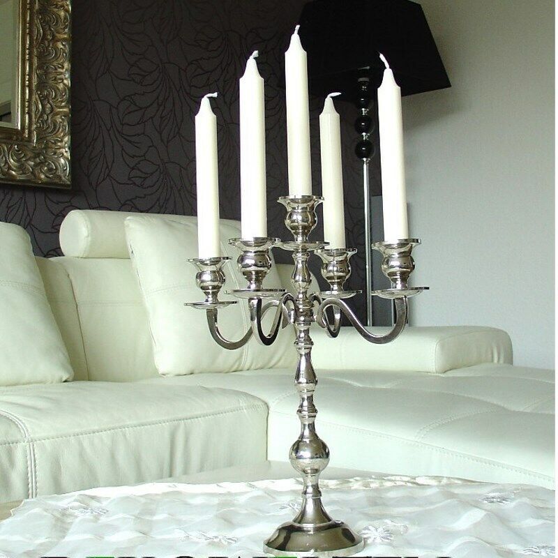 Kerzenleuchter 5er silber 35 cm Stabkerzenleuchter Tafelleuchter Kerzenhalter