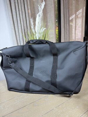 RAINS FFF Duffel Bag  Black Waterproof Weekend Shoulder Strap Collab Football