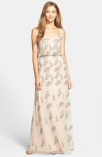  350 Adrianna Papell Beaded Blouson Gown TAUPE PROM WEDDING BRIDESMAID FORMAL