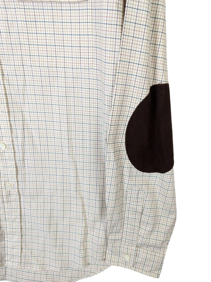 Ralph Lauren Men size XL Plaid Button Up Shirt Suede Elbow Patches Equestrian - Image 3 of 4