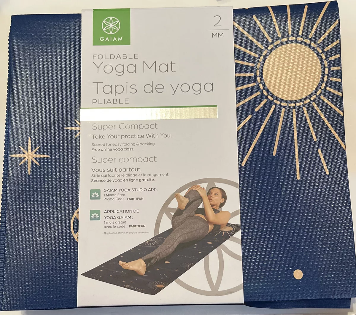 Gaiam Yoga Mat - Folding Travel Fitness/Exercise/Yoga-New-Midsummer Nights