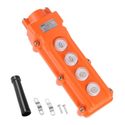 METALLIXITY Hoist Crane Pendant Control Station Push Button Switch 4 Ways Orange