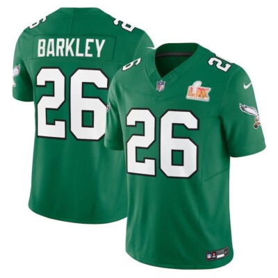 Unisex Eagles Saquon Barkley #26 Kelly Green Super Bowl LIX Game Player Jersey