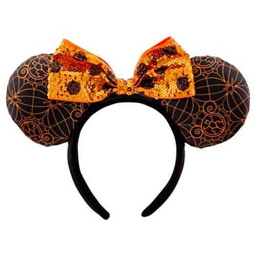 Disney’s Minnie mouse spiderweb and sequin orange bow ears New Disney Minnie Ears Orange Peach Sequin Bow Sunset  main image 4