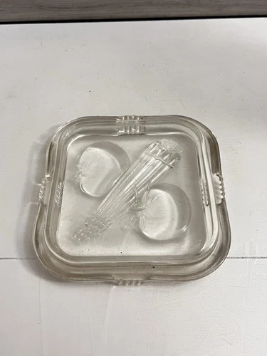 Federal Glass Square Refrigerator Dish Veggies Lid Only 4.25” X 4.25” Vintage
