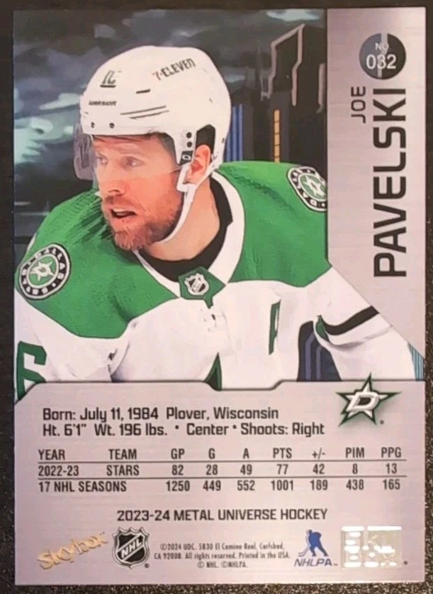 Joe Pavelski #032 2023-24 Skybox NHL Metal Universe Dallas Stars Hockey Card - Image 2 of 2