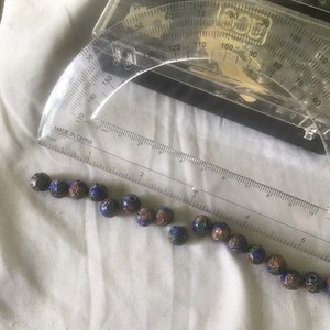 Small Blue Multicolor Floral Cloisonné Beads Approximately 10 Inch Loose