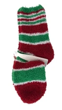 Air Plus Footcare Fuzzy Striped Christmas Socks Size 9-11
