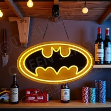 16"x9" Batman Bat Kids Gift LED Neon Sign With Dimmer USB Powered Light Lamp