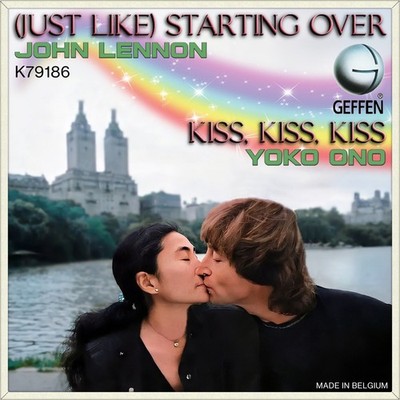 Repro Photo JOHN LENNON & YOKO ONO Starting Over GEFFEN 7'' Single Size 18x18cm